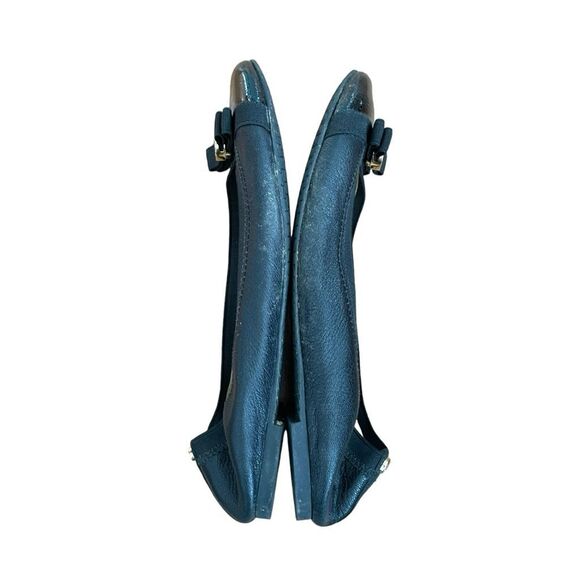 Michael Kors Dixie Bow Ballet Flats Black Leather Patent Cap Toe Slip-On 7 - Picture 6 of 11